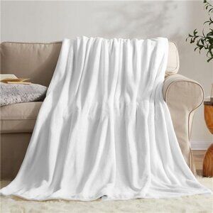 Fleece Blanket Throw White Lightweight Super Soft Cozy Luxury Bed Blanket